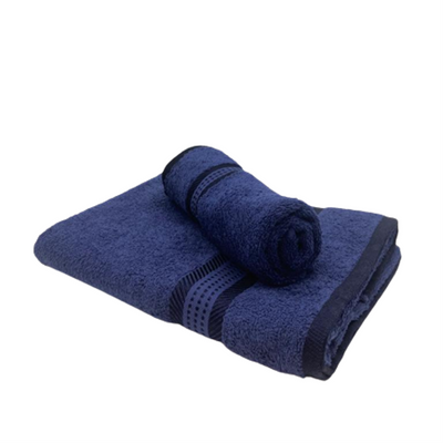 Daffodil Hand Towel (40 x 70 Cm) Bath Towel (70 x 140 Cm) Blue Stripe Diamond Dobby 100% Cotton - (Set of 2) 500 Gsm