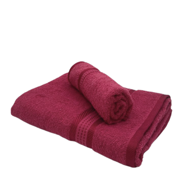 Daffodil Hand Towel (40 x 70 Cm) Bath Towel (70 x 140 Cm) Pink Stripe Diamond Dobby 100% Cotton - (Set of 2) 500 Gsm
