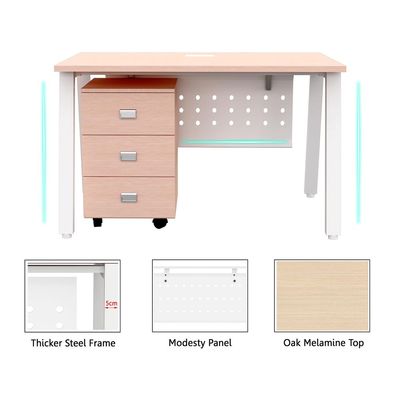 Mahmayi Bentuk 139-12 Oak Modern Workstation - Multi-Functional MDF Desk with Smart Cable Management, Secure & Robust - Ideal for Home and Office Use (With Drawer)