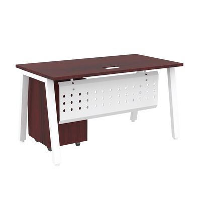 Mahmayi Bentuk Modern Workstation - Multi-Functional MDF Desk with Smart Cable Management, Secure & Robust - Ideal for Home and Office Use (Apple Cherry - With Drawer, 140cms)