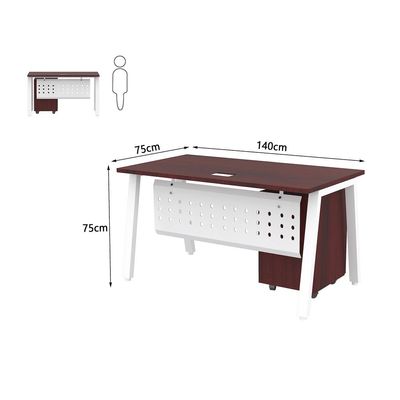 Mahmayi Bentuk Modern Workstation - Multi-Functional MDF Desk with Smart Cable Management, Secure & Robust - Ideal for Home and Office Use (Apple Cherry - With Drawer, 140cms)