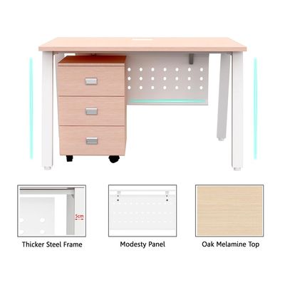 Mahmayi Bentuk 139-16 Oak Modern Workstation - Multi-Functional MDF Desk with Smart Cable Management, Secure & Robust - Ideal for Home and Office Use (With Drawer)