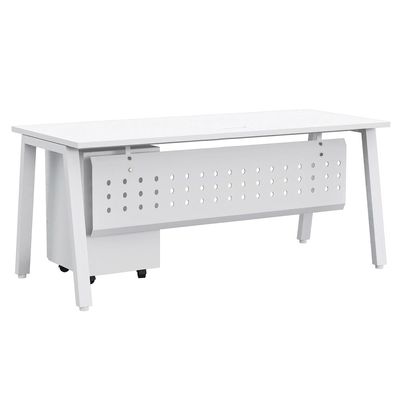 Mahmayi Bentuk 139-18 White Modern Workstation - Multi-Functional MDF Desk with Smart Cable Management, Secure & Robust - Ideal for Home and Office Use (With Drawer)