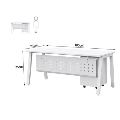 Mahmayi Bentuk 139-18 White Modern Workstation - Multi-Functional MDF Desk with Smart Cable Management, Secure & Robust - Ideal for Home and Office Use (With Drawer)