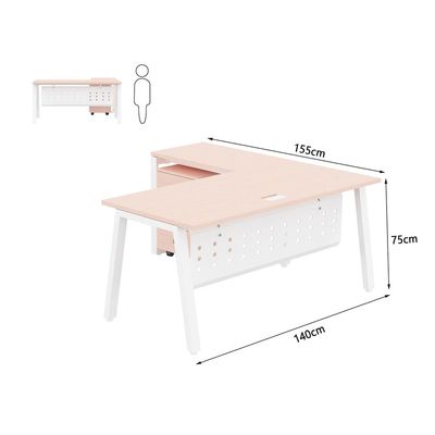 Mahmayi Bentuk 139-14L Modern Workstation - Multi-Functional MDF Desk with Smart Cable Management, Secure & Robust - Ideal for Home and Office Use (Oak, With Drawer)