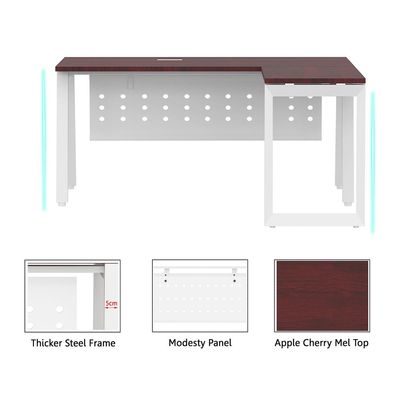 Mahmayi Bentuk 139-18L Apple Cherry Modern Workstation - Multi-Functional MDF Desk with Smart Cable Management, Secure & Robust - Ideal for Home and Office Use (Without Drawer)