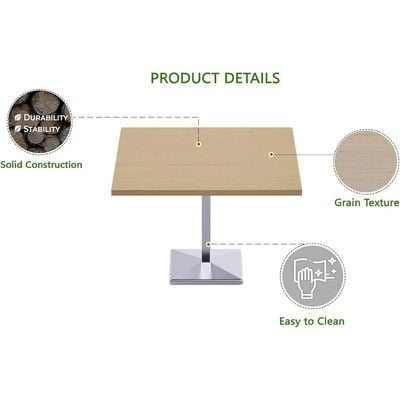 Mahmayi Ristoran 500PE 24-Seater Square Modular Pantry Table- Durable Chrome Pedestal Base, Easy to Clean, Ideal for Home & Commercial Kitchen Organization, Workspace Enhancement(Oak,720Cm)