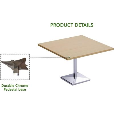 Mahmayi Ristoran 500PE 24-Seater Square Modular Pantry Table- Durable Chrome Pedestal Base, Easy to Clean, Ideal for Home & Commercial Kitchen Organization, Workspace Enhancement(Oak,720Cm)