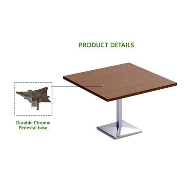 Mahmayi Ristoran 500PE 24-Seater Square Modular Pantry Table- Durable Chrome Pedestal Base, Easy to Clean, Ideal for Home & Commercial Kitchen Organization, Workspace Enhancement(Dark Walnut,720Cm)