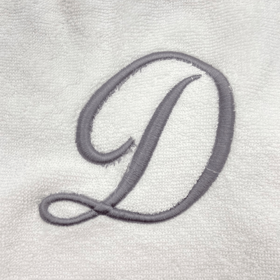 Iris Embroidered For You Bath Towel (70 x 140 Cm) White Letter "D" Silver Thread Ballantines Font 100% Cotton - (Set of 1) 600 Gsm