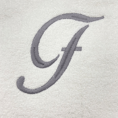 Iris Embroidered For You Bath Towel (70 x 140 Cm) White Letter "F" Silver Thread Ballantines Font 100% Cotton - (Set of 1) 600 Gsm