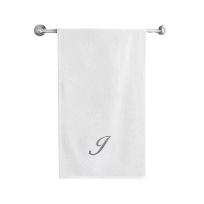 Iris Embroidered For You Bath Towel (70 x 140 Cm) White Letter "I" Silver Thread Ballantines Font 100% Cotton - (Set of 1) 600 Gsm