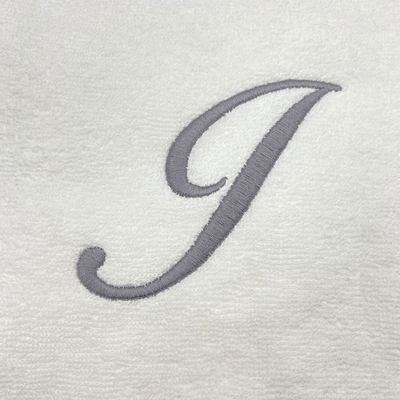 Iris Embroidered For You Bath Towel (70 x 140 Cm) White Letter "I" Silver Thread Ballantines Font 100% Cotton - (Set of 1) 600 Gsm