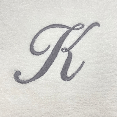 Iris Embroidered For You Bath Towel (70 x 140 Cm) White Letter "K" Silver Thread Ballantines Font 100% Cotton - (Set of 1) 600 Gsm