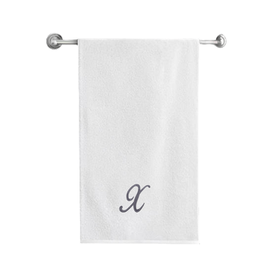 Iris Embroidered For You Bath Towel (70 x 140 Cm) White Letter "X" Silver Thread Ballantines Font 100% Cotton - (Set of 1) 600 Gsm