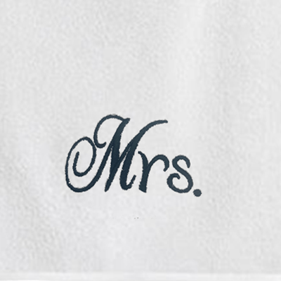 Iris Embroidered For You Bath Towel (70 x 140 Cm) White Mrs. Black Thread 100% Cotton - (Set of 1) 600 Gsm