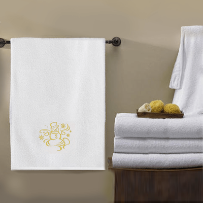 منشفة حمام  قزحية مطرزة لك (70 × 140 سم) أبيض ثلجي ذهبي خيط 100% قطن - (مجموعة من 1) 600 جرام لكل متر مربع