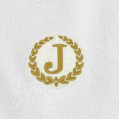 Iris Embroidered For You Bath Towel (70 x 140 Cm) White Letter "J" Gold Thread Ballantines Font 100% Cotton - (Set of 1) 600 Gsm