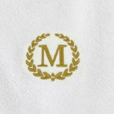 Iris Embroidered For You Bath Towel (70 x 140 Cm) White Letter "M" Gold Thread Ballantines Font 100% Cotton - (Set of 1) 600 Gsm
