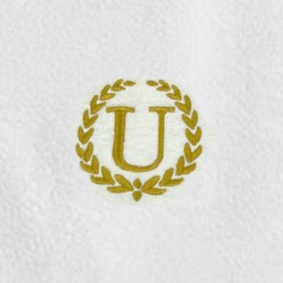 Iris Embroidered For You Bath Towel (70 x 140 Cm) White Letter "U" Gold Thread Ballantines Font 100% Cotton - (Set of 1) 600 Gsm