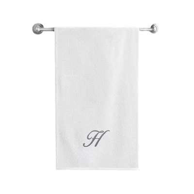منشفة حمام  قزحية مطرزة لك (70 × 140 سم) حرف أبيض "H" خيط فضي بالانتينز خط 100% قطن - (مجموعة من 1) 600 جرام لكل متر مربع
