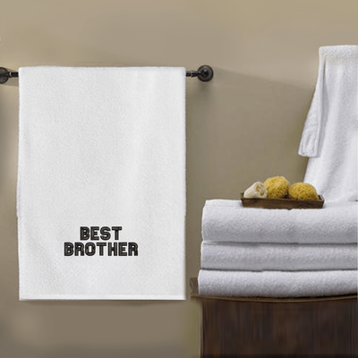 منشفة حمام  قزحية مطرزة لك (70 × 140 سم) بيضاء أفضل أخخيط أسود 100% قطن - (مجموعة من 1) 600 جرام لكل متر مربع