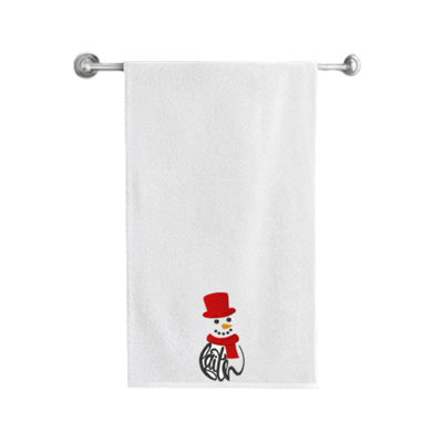 Iris Embroidered For You Bath Towel (70 x 140 Cm) White Faith Snowman 100% Cotton - (Set of 1) 600 Gsm