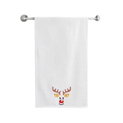 Iris Embroidered For You Bath Towel (70 x 140 Cm) White Reindeer 100% Cotton - (Set of 1) 600 Gsm