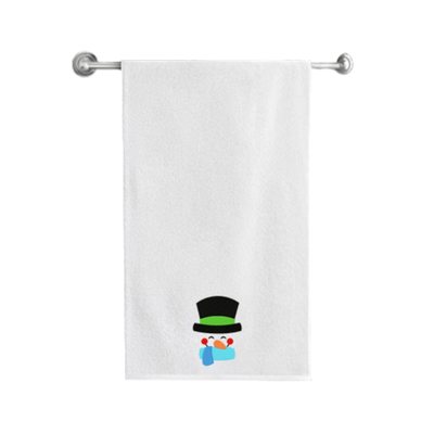 Iris Embroidered For You Bath Towel (70 x 140 Cm) White Snowman with Scarf and Black Cap 100% Cotton - (Set of 1) 600 Gsm