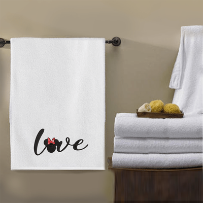 Iris Embroidered For You Bath Towel (70 x 140 Cm) White Minnie Love 100% Cotton - (Set of 1) 600 Gsm