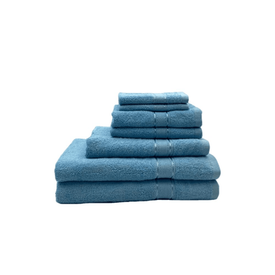 Daffodil Face Towel (30 x 30 Cm) Hand Towel (40 x 60 Cm) Bath Towel (70 x 140 Cm) Hand Towel (60 x 110 Cm) Bathrobe Adult, 10yr Kid Light Blue Stripe Diamond Dobby 100% Cotton - (Set of 10) 500 Gsm