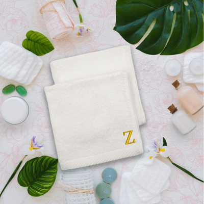 Embroidered For You (White) Monogrammed Face Towel (33 x 33 Cm - Set of 6) 100% Cotton, Absorbent and Quick dry, High Quality Bath Linen- 600 Gsm Golden Thread Letter "Z"