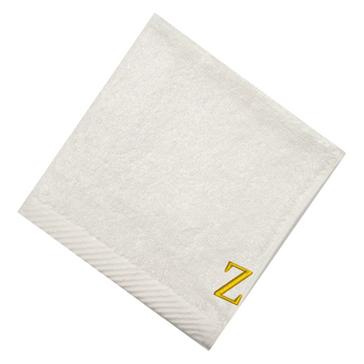 Embroidered For You (White) Monogrammed Face Towel (33 x 33 Cm - Set of 6) 100% Cotton, Absorbent and Quick dry, High Quality Bath Linen- 600 Gsm Golden Thread Letter "Z"
