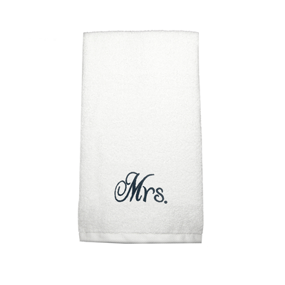 منشفة يد  قزحية مطرزة لك (50 × 80 سم) بيضاء (100% قطن) خيط السيدة الأسود - (مجموعة من 1) 600 جرام لكل متر مربع