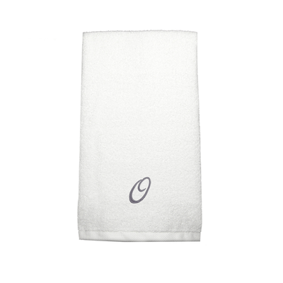 Iris Embroidered For You Hand Towel (50 x 80 Cm) White (100% Cotton) Letter "O" Silver Thread Ballantines Font - (Set of 1) 600 Gsm