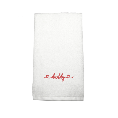 Iris Embroidered For You Hand Towel (50 x 80 Cm) White (100% Cotton) Daddy Red Thread - (Set of 1) 600 Gsm