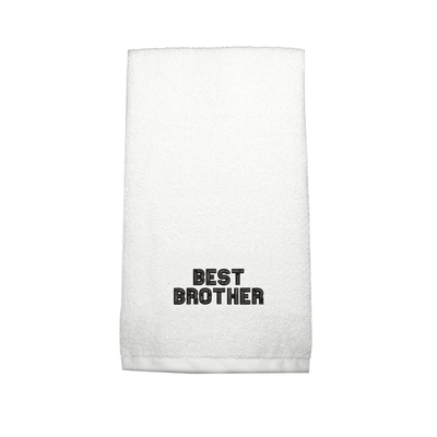 Iris Embroidered For You Hand Towel (50 x 80 Cm) White (100% Cotton) Best Brother Black Thread - (Set of 1) 600 Gsm