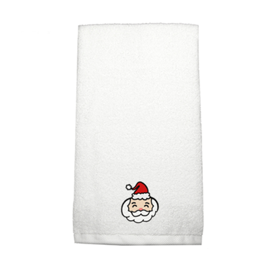 Iris Embroidered For You Hand Towel (50 x 80 Cm) White (100% Cotton) Santaclaus - (Set of 1) 600 Gsm
