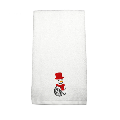 Iris Embroidered For You Hand Towel (50 x 80 Cm) White (100% Cotton) Faith Snowman - (Set of 1) 600 Gsm