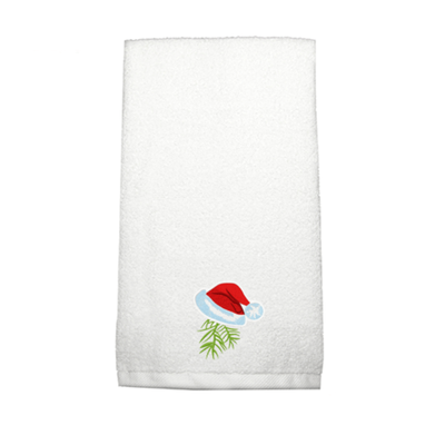 Iris Embroidered For You Hand Towel (50 x 80 Cm) White (100% Cotton) Christmas Cap - (Set of 1) 600 Gsm