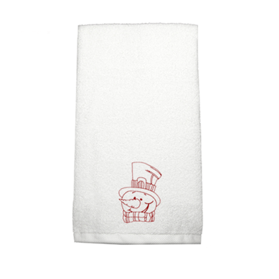 Iris Embroidered For You Hand Towel (50 x 80 Cm) White (100% Cotton) Snowman with Scarf and Cap - (Set of 1) 600 Gsm