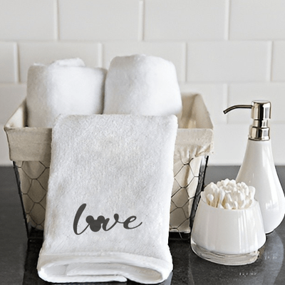 Iris Embroidered For You Hand Towel (50 x 80 Cm) White (100% Cotton) Mickey Love - (Set of 1) 600 Gsm