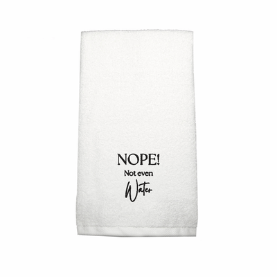 BYFTIris Embroidered For You Hand Towel (50 x 80 Cm) White (100% Cotton) Nope! Not even Water Design Black Thread - (Set of 1) 600 Gsm