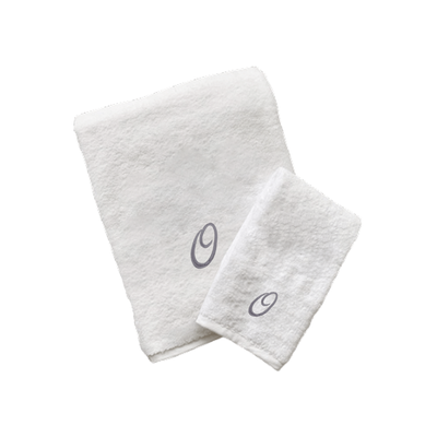 Iris Embroidered For You Hand Towel (50 x 80 Cm) Bath Towel (70 x 140 Cm) White (100% Cotton) Letter "O" Silver Thread Ballantines Font - (Set of 2) 600 Gsm