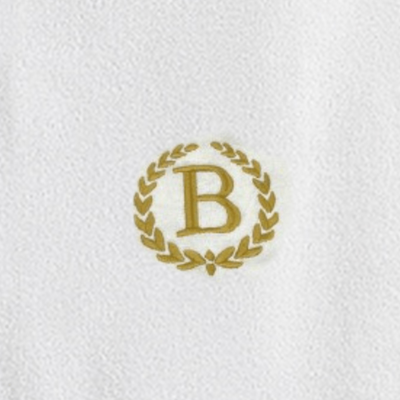 Iris Embroidered For You Hand Towel (50 x 80 Cm) Bath Towel (70 x 140 Cm) White (100% Cotton) Letter "B" Gold Thread Ballantines Font - (Set of 2) 600 Gsm