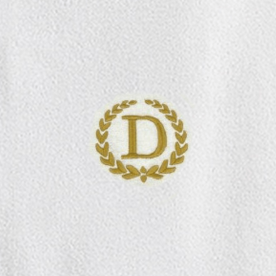 Iris Embroidered For You Hand Towel (50 x 80 Cm) Bath Towel (70 x 140 Cm) White (100% Cotton) Letter "D" Gold Thread Ballantines Font - (Set of 2) 600 Gsm