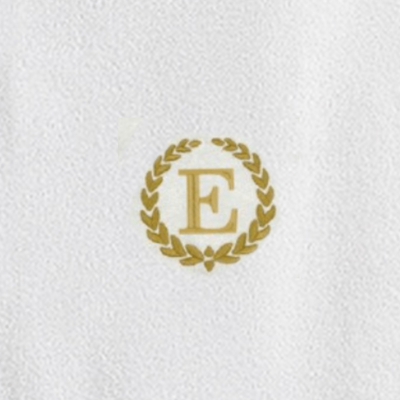 Iris Embroidered For You Hand Towel (50 x 80 Cm) Bath Towel (70 x 140 Cm) White (100% Cotton) Letter "E" Gold Thread Ballantines Font - (Set of 2) 600 Gsm