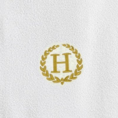 Iris Embroidered For You Hand Towel (50 x 80 Cm) Bath Towel (70 x 140 Cm) White (100% Cotton) Letter "H" Gold Thread Ballantines Font - (Set of 2) 600 Gsm