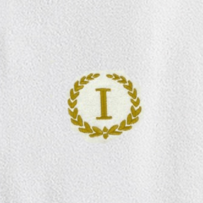 Iris Embroidered For You Hand Towel (50 x 80 Cm) Bath Towel (70 x 140 Cm) White (100% Cotton) Letter "I" Gold Thread Ballantines Font - (Set of 2) 600 Gsm