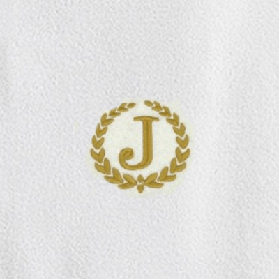 Iris Embroidered For You Hand Towel (50 x 80 Cm) Bath Towel (70 x 140 Cm) White (100% Cotton) Letter "J" Gold Thread Ballantines Font - (Set of 2) 600 Gsm